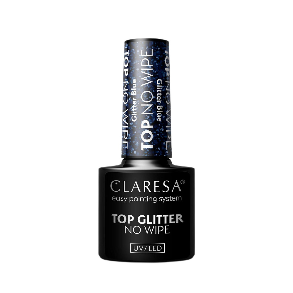 _Top Glitter No Wipe Hybridní Lak Top Glitter Blue