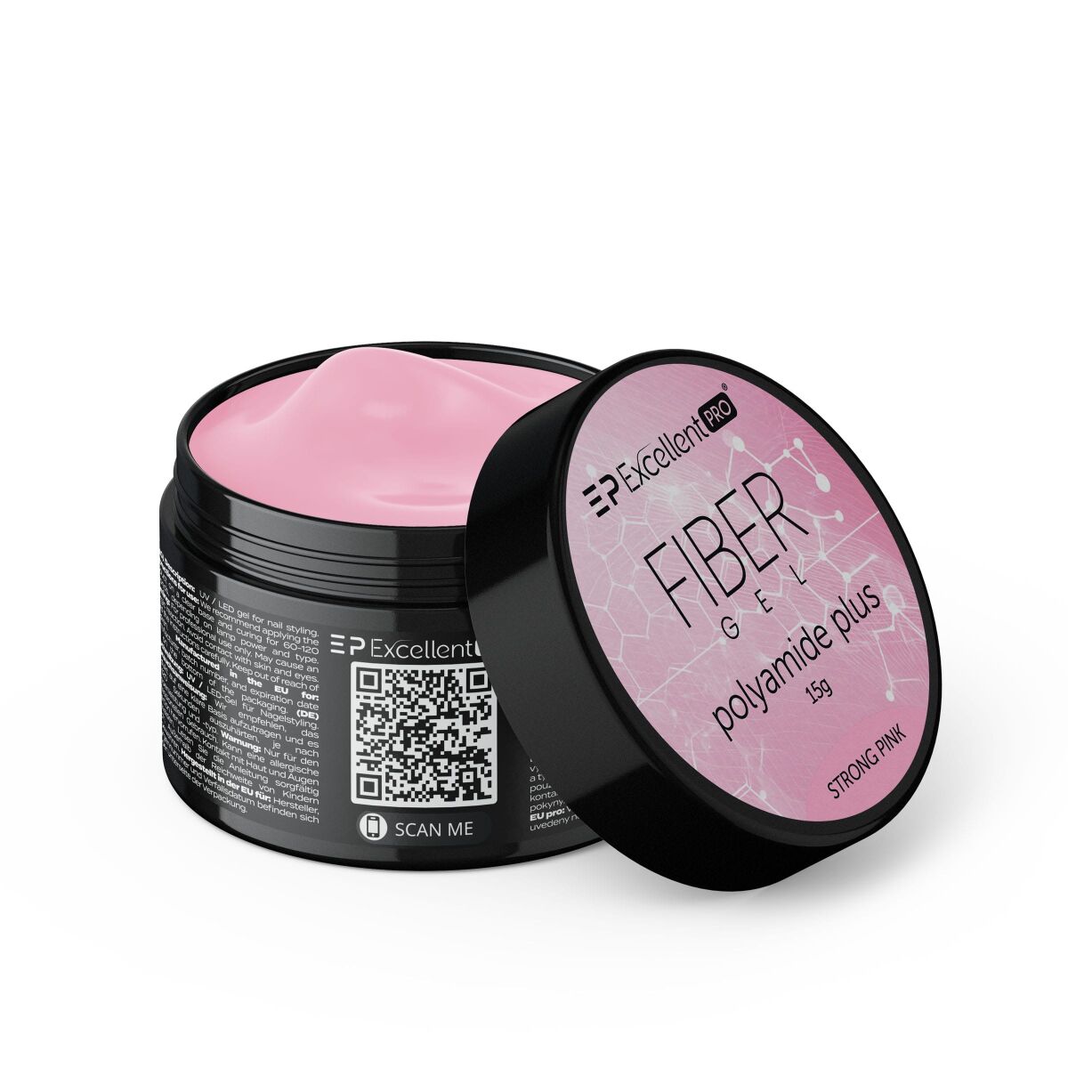 Fiber Gel Polyamide Plus Strong Pink 15g Fiber Gel Polyamide Plus – Modelovací Gél Strong Pink 15 G
