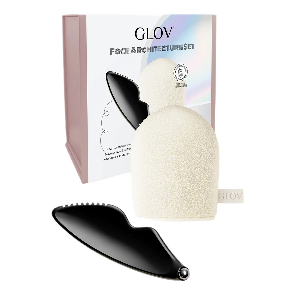 Face Architecture Moderní Sada Masážních Přístrojů Gua Sha + Rukavice Na Odlíčení A čIštění Pleti