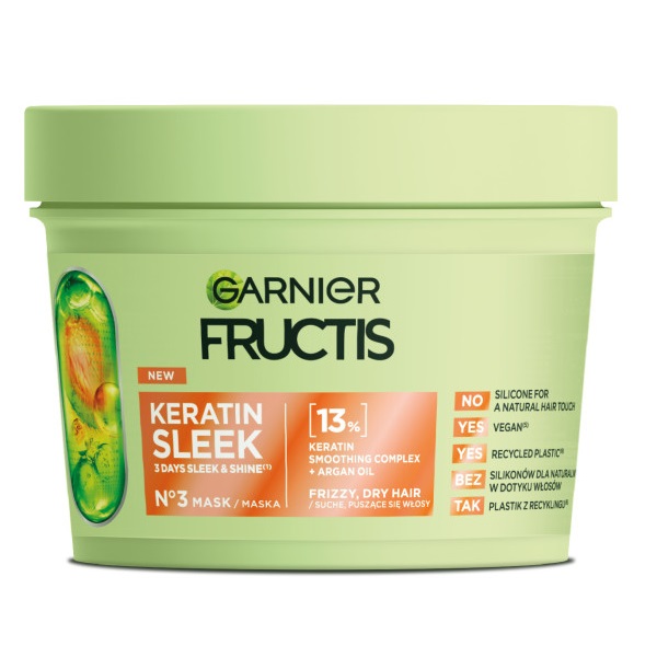 Fructis Keratin Sleek Maska Pro Suché A Krepaté Vlasy 370 ml