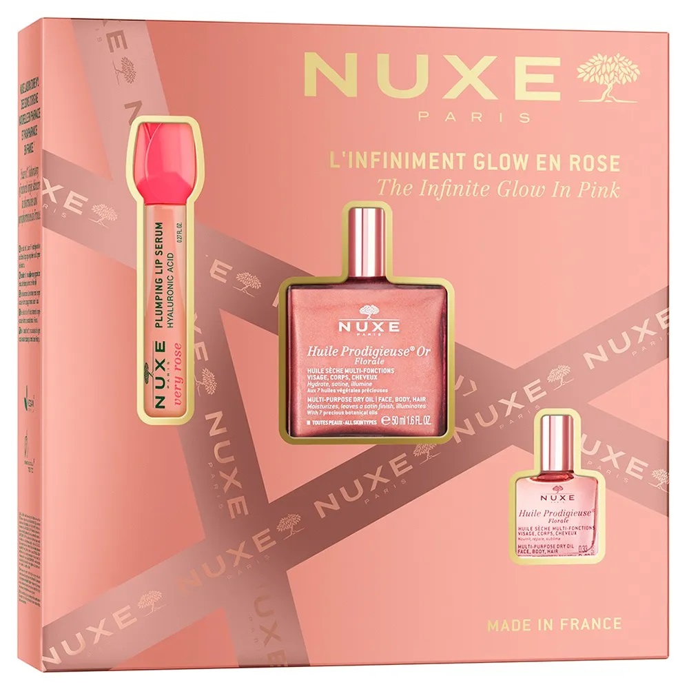 Zestawy Prezentowe Dla Kobiet Suchý Olej S čáStečkami The Infinite Glow In Pink + Hydratační Sérum Na Rty + Suchý Olej