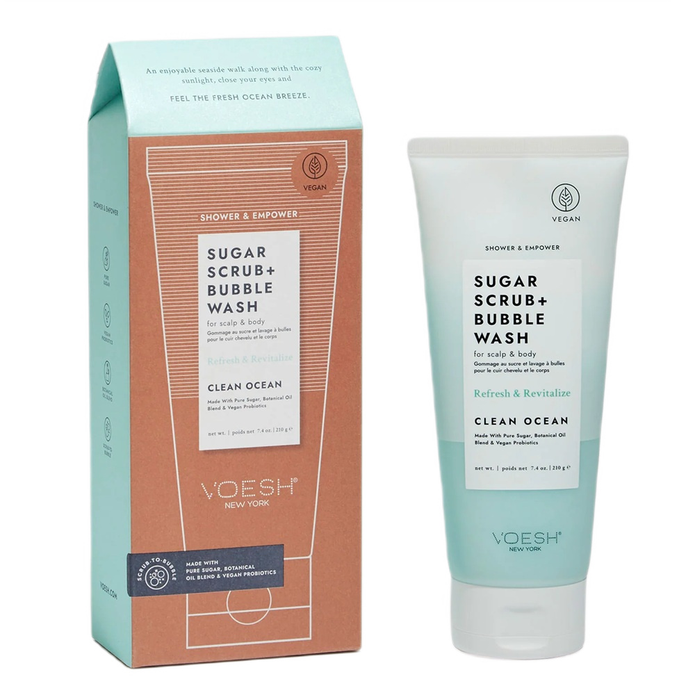Sugar Scrub + Bubble Wash Cukrový Peeling Na Telo A Pokožku Hlavy Clean Ocean 210g