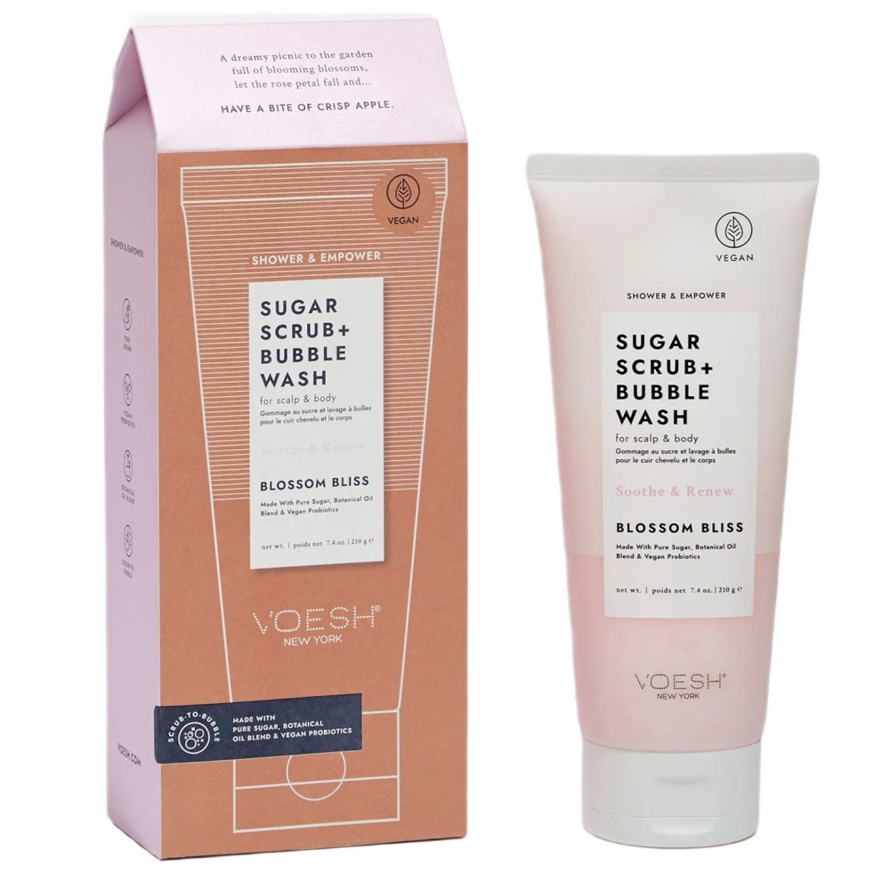 Sugar Scrub + Bubble Wash Cukrový Peeling Na Telo A Pokožku Hlavy Blossom Bliss 210g