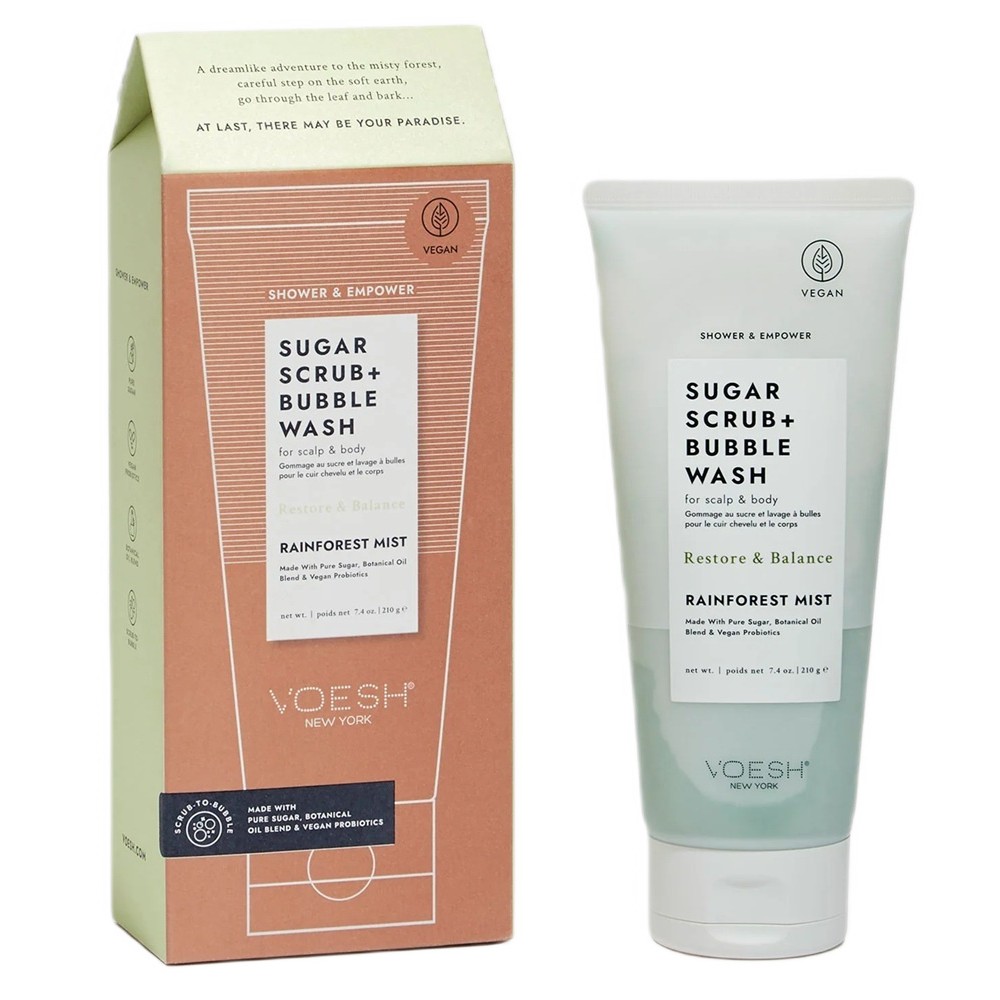 Sugar Scrub + Bubble Wash Rainforest Mist Cukrový Peeling Na Telo A Pokožku Hlavy 210g