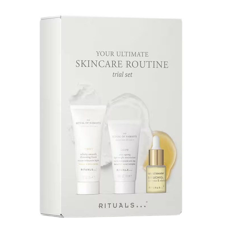 The Ritual Of Namaste Skin Care Set Vaše Dokonalá Péče O Pleť – Sada: čIsticí Pěna + Sérum S Bakuchiolom + Lehký Hydratační Krém